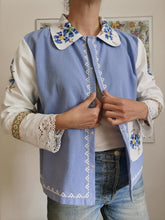 Indlæs billede til gallerivisning Patchwork skjorte - blå og hvid - str L/XL