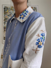 Indlæs billede til gallerivisning Patchwork skjorte - blå og hvid - str L/XL