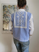 Indlæs billede til gallerivisning Patchwork skjorte - blå og hvid - str L/XL