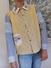 Indlæs billede til gallerivisning Patchwork skjorte - gul og grå - str. M/L