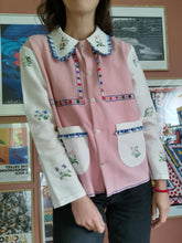 Indlæs billede til gallerivisning Patchwork skjorte - rosa/blå med blomster str. M/L