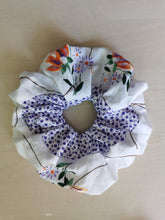 Indlæs billede til gallerivisning Kæmpe Patchwork scrunchie - orange og lilla
