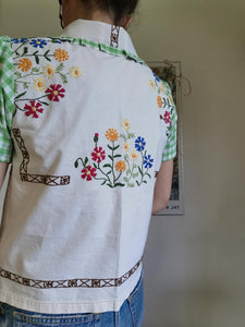 Vicky skjorte - blomster og tern - str. S/M