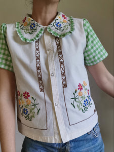 Vicky skjorte - blomster og tern - str. S/M