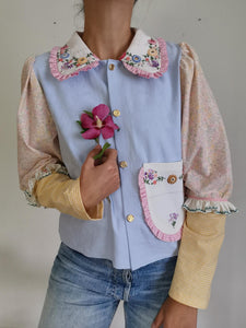 Vicky skjorte - pastelfarver - str. S/M