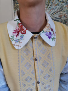 Patchwork skjorte - gul og grå - str. M/L