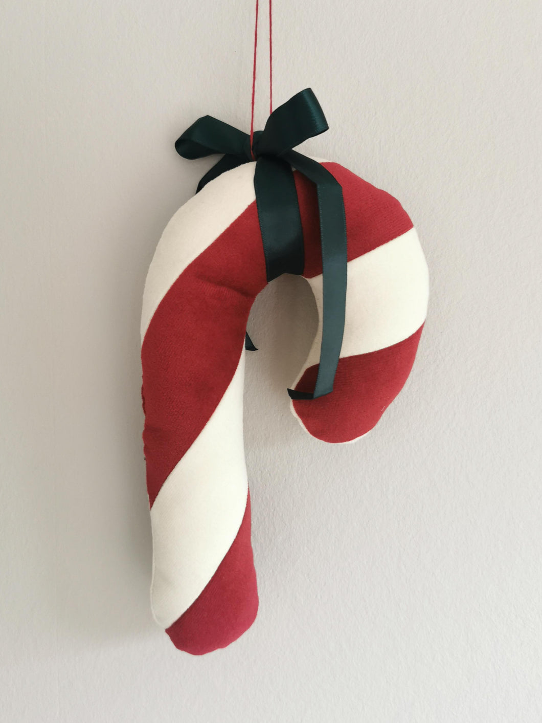 Sukkerstok stor - rødt og hvidt velour