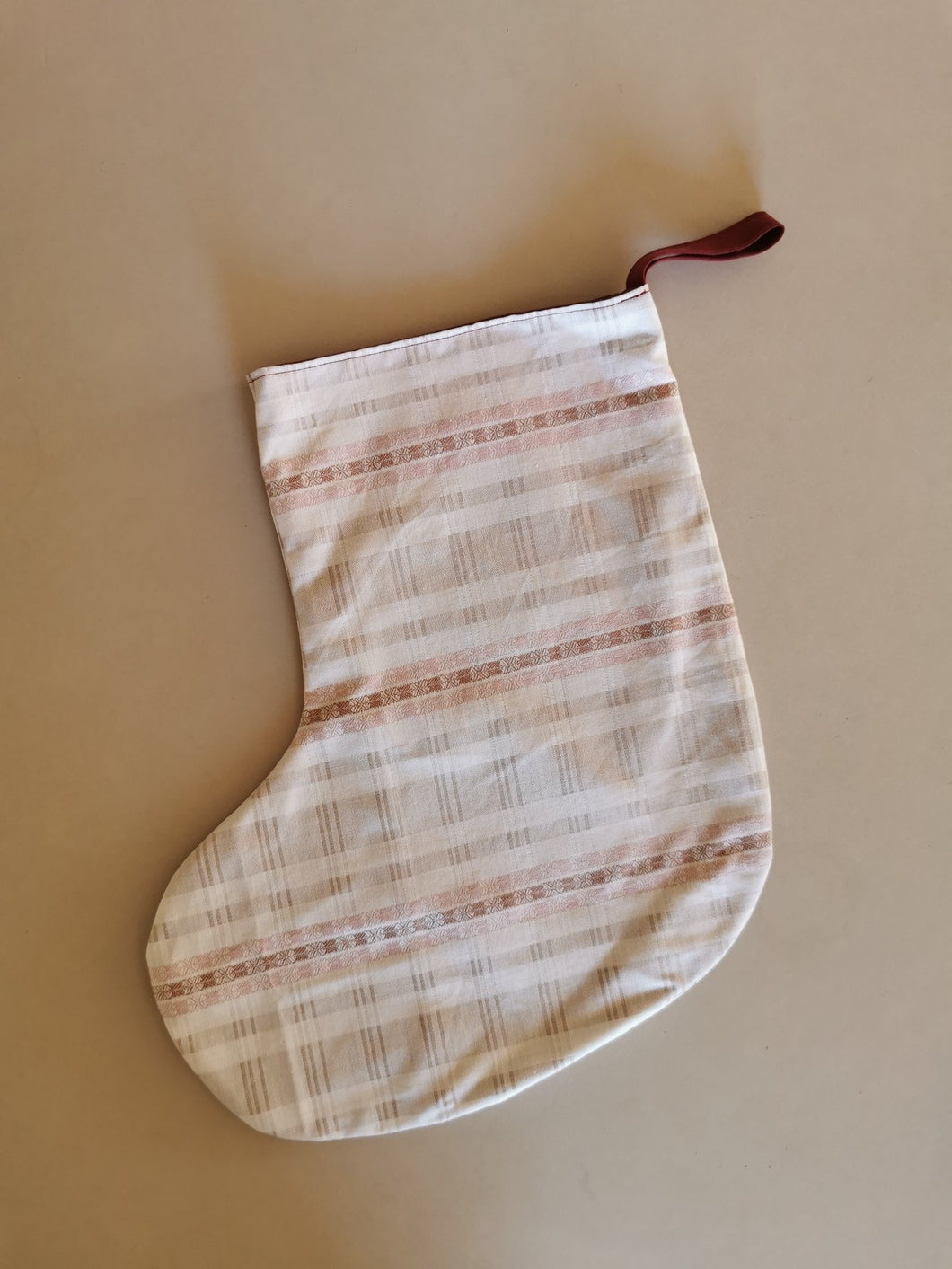 Julesok, kort variant, beige med striber