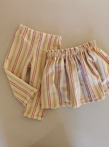 Nederdel, striber rød og beige, str. 116