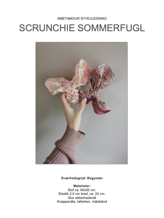 syvejledning til hvordan du kan sy en sommerfugle scrunchie.